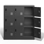 VIYET 35.4 Armoire de rangement métallique à 9 portes avec serrure et fente pour carte – Casier autoportant en acier pour bureau, salle de sport, école et maison, noir