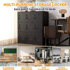 VIYET 35.4 Armoire de rangement métallique à 9 portes avec serrure et fente pour carte – Casier autoportant en acier pour bureau, salle de sport, école et maison, noir