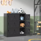 VIYET 35.4 Armoire de rangement métallique à 9 portes avec serrure et fente pour carte – Casier autoportant en acier pour bureau, salle de sport, école et maison, noir