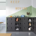 VIYET 35.4 Armoire de rangement métallique à 9 portes avec serrure et fente pour carte – Casier autoportant en acier pour bureau, salle de sport, école et maison, noir