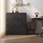 VIYET 35.4 Armoire de rangement métallique à 9 portes avec serrure et fente pour carte – Casier autoportant en acier pour bureau, salle de sport, école et maison, noir