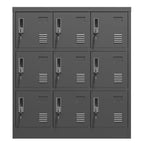 VIYET 35.4 Armoire de rangement métallique à 9 portes avec serrure et fente pour carte – Casier autoportant en acier pour bureau, salle de sport, école et maison, noir