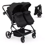 Side by Side Double Stroller for Twins, S600D Compact Foldable Lightweight Twin Baby Stroller with Canopy & Storage Basket