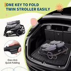 Poussette Double Côte à Côte pour Jumeaux, Poussette Jumeaux Compacte et Pliable S600D Légère avec Capote et Panier de Rangement
