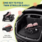Poussette Double Côte à Côte pour Jumeaux, Poussette Jumeaux Compacte et Pliable S600D Légère avec Capote et Panier de Rangement