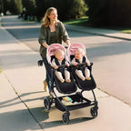 Poussette Double Côte à Côte pour Jumeaux, Poussette Jumeaux Compacte et Pliable S600D Légère avec Capote et Panier de Rangement