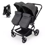Poussette Double Côte à Côte pour Jumeaux, Poussette Jumeaux Compacte et Pliable S600D Légère avec Capote et Panier de Rangement