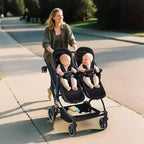 Poussette Double Côte à Côte pour Jumeaux, Poussette Jumeaux Compacte et Pliable S600D Légère avec Capote et Panier de Rangement