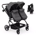 Poussette Double Côte à Côte pour Jumeaux, Poussette Jumeaux Compacte et Pliable S600D Légère avec Capote et Panier de Rangement