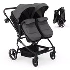 Poussette Double Côte à Côte pour Jumeaux, Poussette Jumeaux Compacte et Pliable S600D Légère avec Capote et Panier de Rangement