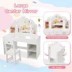 Coiffeuse enfant en MDF avec 3 tiroirs + ampoules 3 couleurs (1 Set