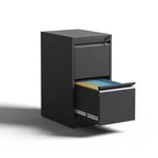 VIYET 28H Classeur vertical métallique 2 tiroirs avec serrure, armoire de classement en acier noir pour bureau à domicile, convient aux formats A4/Legal/Lettre