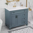 Meuble sous-vasque 36 pouces avec rangement, meuble de salle de bain au sol avec tiroirs et portes à fermeture douce