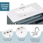 Meuble sous-vasque 36 pouces avec rangement, meuble de salle de bain au sol avec tiroirs et portes à fermeture douce