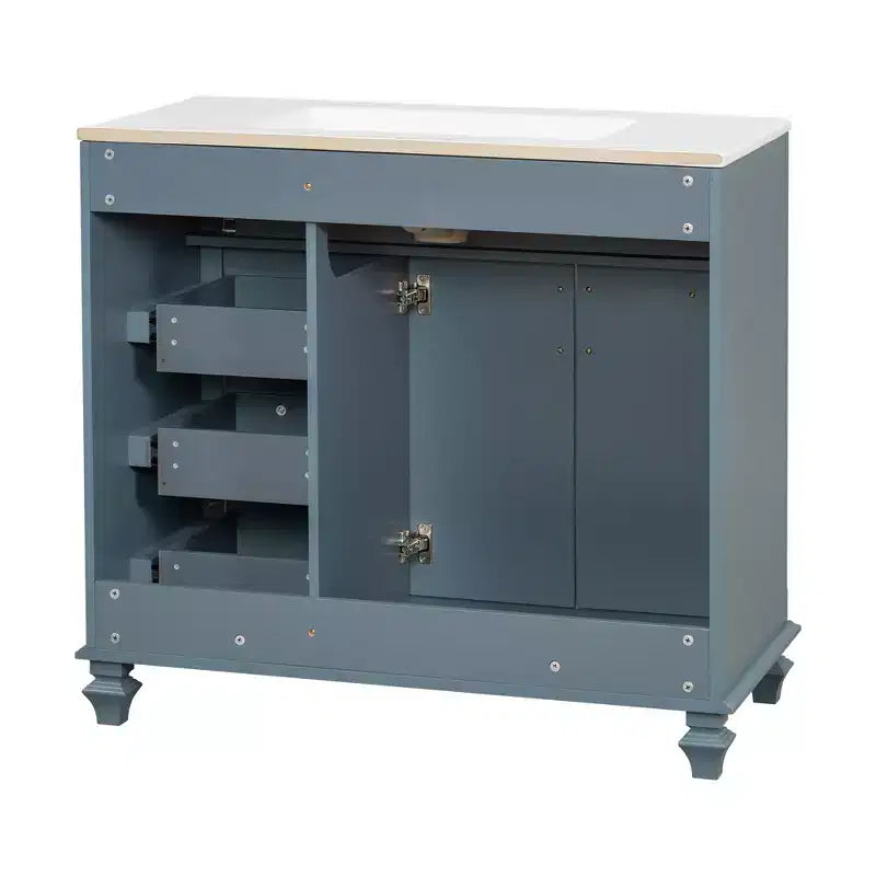 Meuble sous-vasque 36 pouces avec rangement, meuble de salle de bain au sol avec tiroirs et portes à fermeture douce