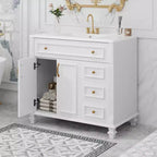 Meuble sous-vasque 36 pouces avec rangement, meuble de salle de bain au sol avec tiroirs et portes à fermeture douce