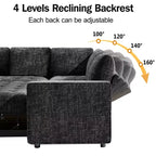 Canapé-lit Dyonery Comfy 78'', canapé-lit d'angle en chenille avec lit gigogne et rangement méridienne pour salon, appartement et bureau, noir