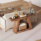 COZONY Table Console Étroite 55 avec Rangement, Table de Canapé de Ferme à 2 Niveaux pour Derrière le Canapé, Table d'Entrée et de Couloir pour Salon, Foyer, Bureau