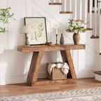 COZONY Table Console Étroite 55 avec Rangement, Table de Canapé de Ferme à 2 Niveaux pour Derrière le Canapé, Table d'Entrée et de Couloir pour Salon, Foyer, Bureau