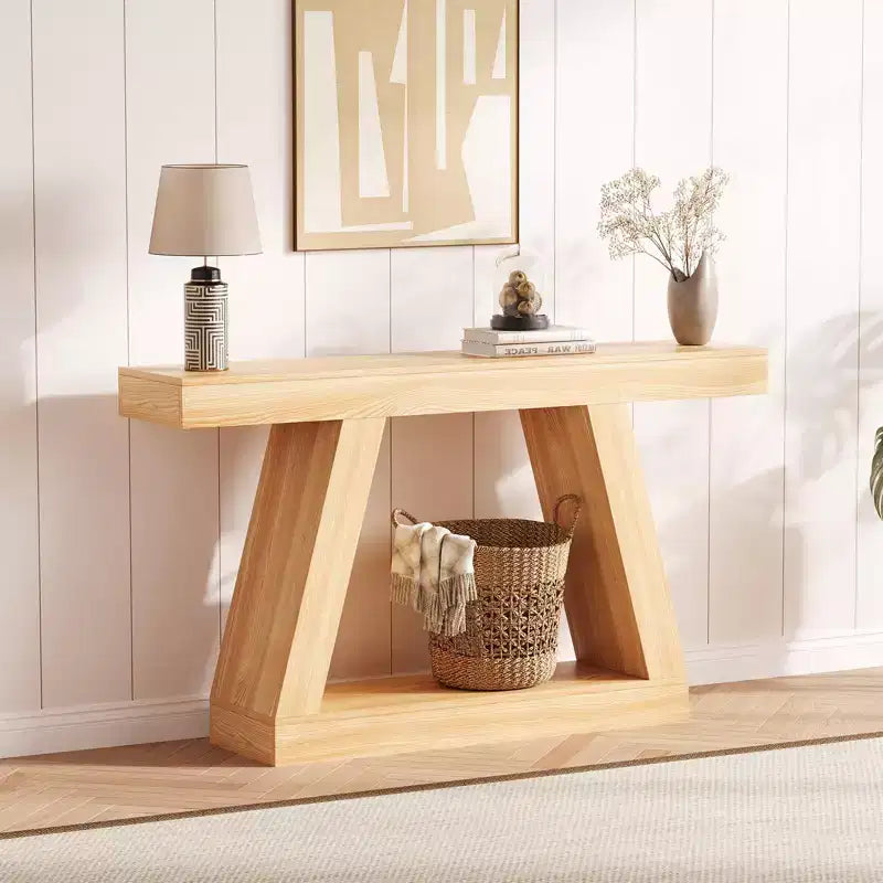 COZONY Table Console Étroite 55 avec Rangement, Table de Canapé de Ferme à 2 Niveaux pour Derrière le Canapé, Table d'Entrée et de Couloir pour Salon, Foyer, Bureau