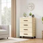 Meuble de rangement à tiroirs en plastique sur roulettes, commode haute avec tiroirs, bacs de rangement coulissants pour table de chevet de chambre à coucher et salon