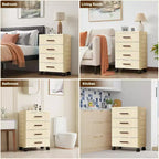 Meuble de rangement à tiroirs en plastique sur roulettes, commode haute avec tiroirs, bacs de rangement coulissants pour table de chevet de chambre à coucher et salon