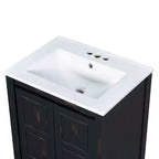 Meuble-lavabo de salle de bain vintage 48 po avec deux lavabos, meuble de rangement de salle de bain avec portes à fermeture douce et étagère, expresso