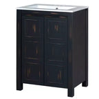 Meuble-lavabo de salle de bain vintage 48 po avec deux lavabos, meuble de rangement de salle de bain avec portes à fermeture douce et étagère, expresso