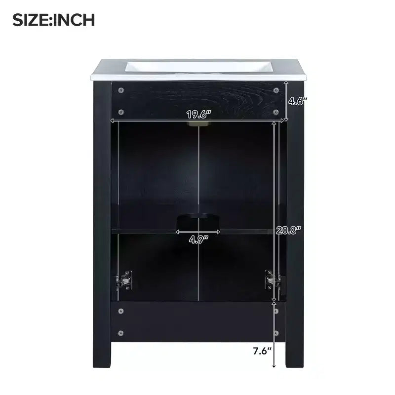 Meuble-lavabo de salle de bain vintage 48 po avec deux lavabos, meuble de rangement de salle de bain avec portes à fermeture douce et étagère, expresso
