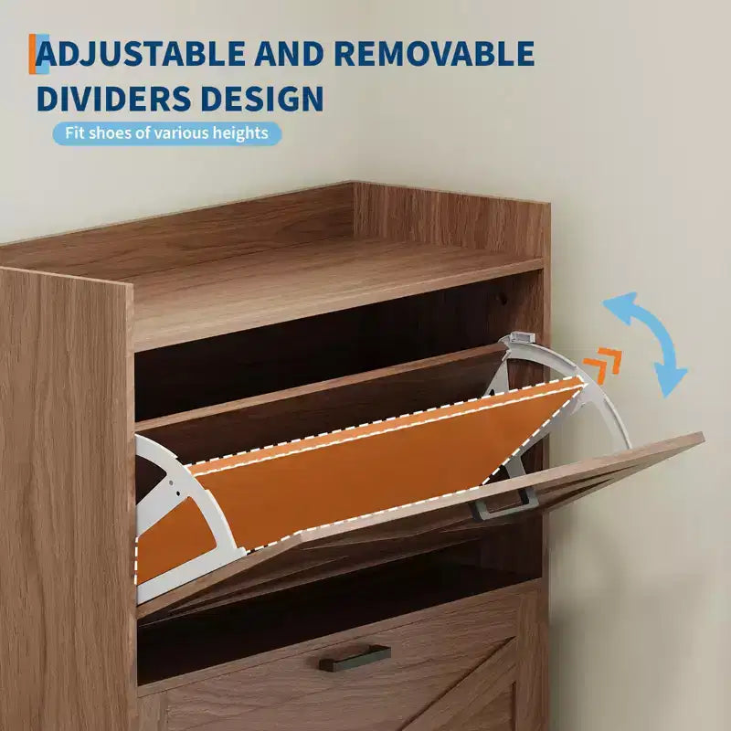 Meuble de rangement pour chaussures avec banc, meuble de rangement pour chaussures d'entrée de style ferme avec 4 tiroirs basculants et coussin d'assise, meuble à chaussures étroit et dissimulé