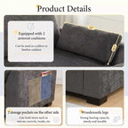 GDFStudio Lucas Canapé sectionnel modulaire en chenille en forme de L 130 avec pouf, RECHARGE DOUBLE PORT et table pliante