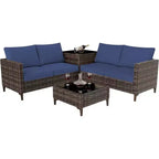COZONY Ensemble de salon de jardin modulable en rotin PE tout temps, canapé-causeuse et table basse avec rangement pour terrasse, piscine, véranda