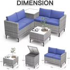COZONY Ensemble de salon de jardin modulable en rotin PE tout temps, canapé-causeuse et table basse avec rangement pour terrasse, piscine, véranda