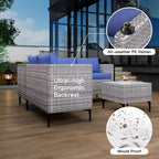 COZONY Ensemble de salon de jardin modulable en rotin PE tout temps, canapé-causeuse et table basse avec rangement pour terrasse, piscine, véranda