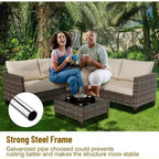 COZONY Ensemble de salon de jardin modulable en rotin PE tout temps, canapé-causeuse et table basse avec rangement pour terrasse, piscine, véranda