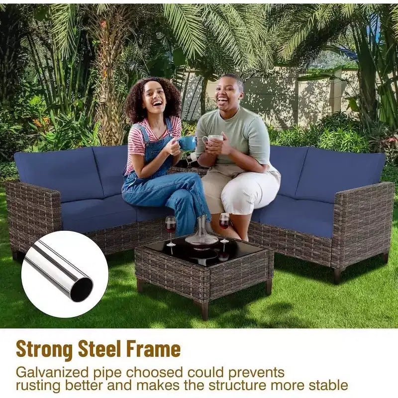 COZONY Ensemble de salon de jardin modulable en rotin PE tout temps, canapé-causeuse et table basse avec rangement pour terrasse, piscine, véranda