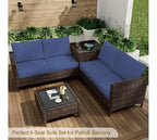 COZONY Ensemble de salon de jardin modulable en rotin PE tout temps, canapé-causeuse et table basse avec rangement pour terrasse, piscine, véranda