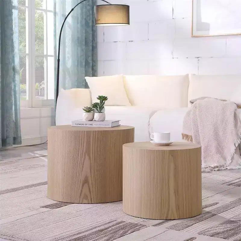 Tables basses gigognes de 2, design rond moderne avec pieds antidérapantstables d'appoint ou de chevet parfaites pour les petits espaces, le salon ou la chambre à coucher