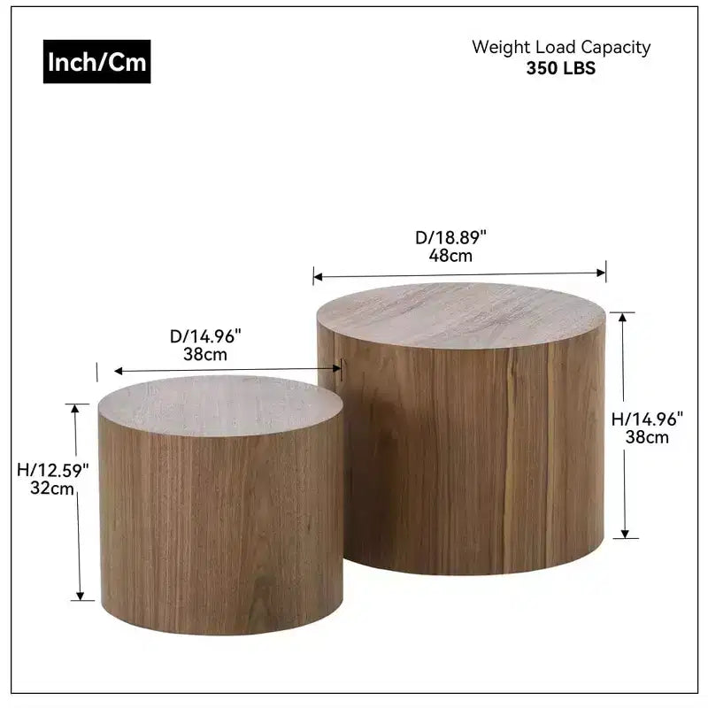 Tables basses gigognes de 2, design rond moderne avec pieds antidérapantstables d'appoint ou de chevet parfaites pour les petits espaces, le salon ou la chambre à coucher