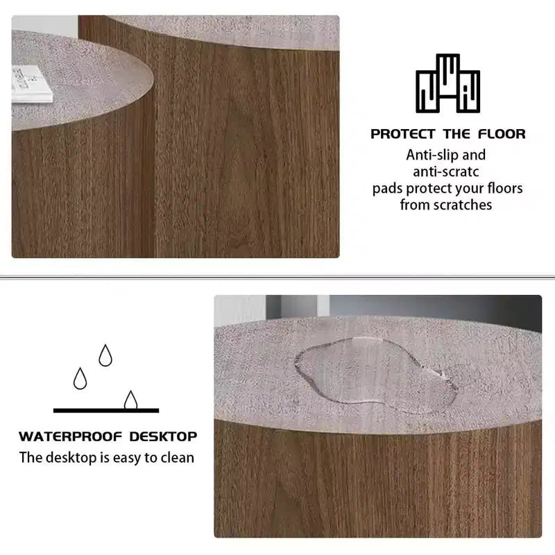 Tables basses gigognes de 2, design rond moderne avec pieds antidérapantstables d'appoint ou de chevet parfaites pour les petits espaces, le salon ou la chambre à coucher