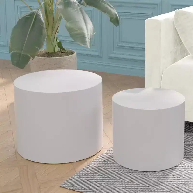 Tables basses gigognes de 2, design rond moderne avec pieds antidérapantstables d'appoint ou de chevet parfaites pour les petits espaces, le salon ou la chambre à coucher