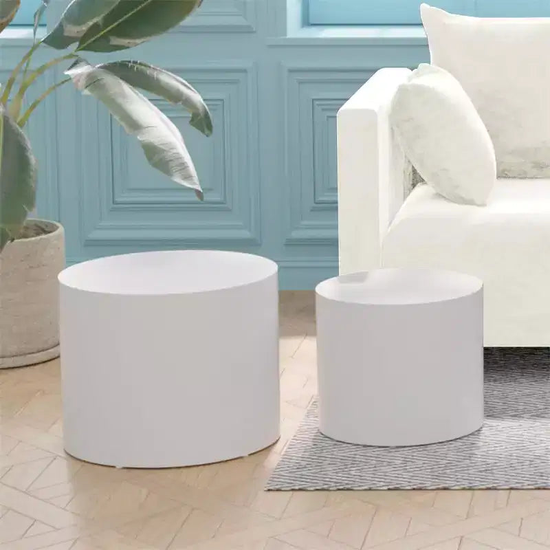 Tables basses gigognes de 2, design rond moderne avec pieds antidérapantstables d'appoint ou de chevet parfaites pour les petits espaces, le salon ou la chambre à coucher