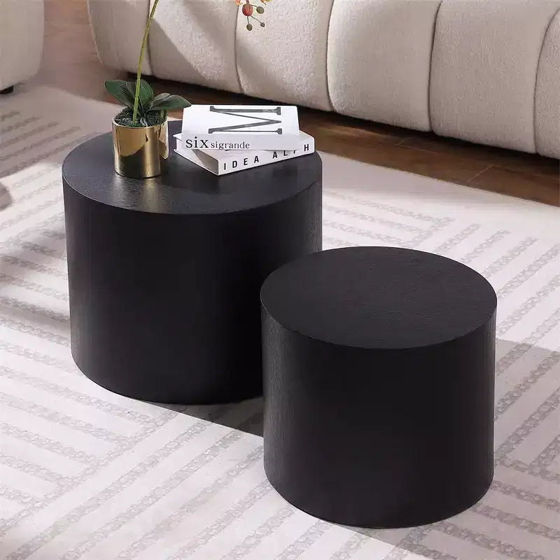 Tables basses gigognes de 2, design rond moderne avec pieds antidérapantstables d'appoint ou de chevet parfaites pour les petits espaces, le salon ou la chambre à coucher