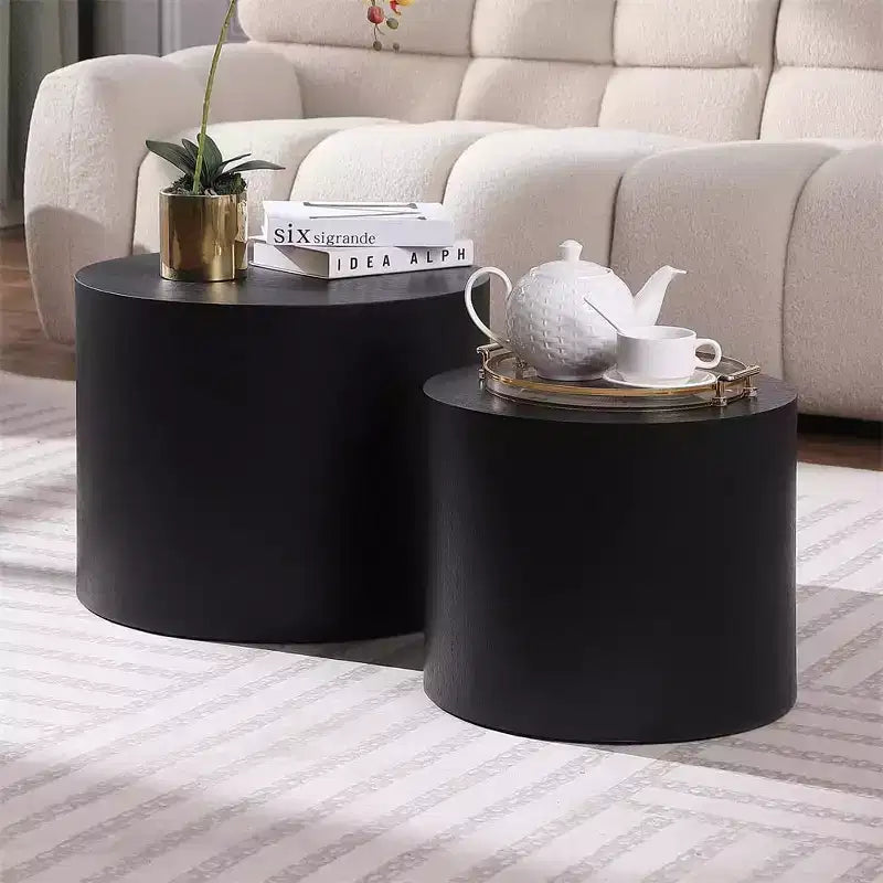 Tables basses gigognes de 2, design rond moderne avec pieds antidérapantstables d'appoint ou de chevet parfaites pour les petits espaces, le salon ou la chambre à coucher