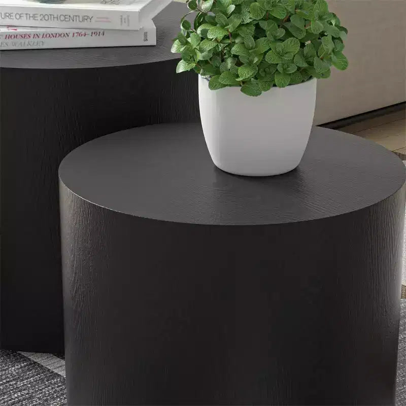 Tables basses gigognes de 2, design rond moderne avec pieds antidérapantstables d'appoint ou de chevet parfaites pour les petits espaces, le salon ou la chambre à coucher