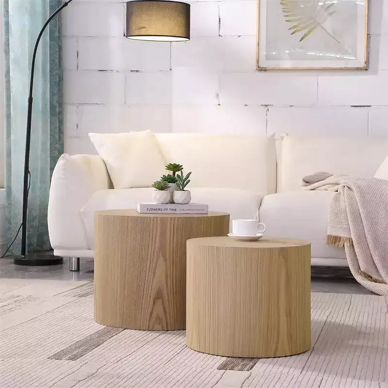 Tables basses gigognes de 2, design rond moderne avec pieds antidérapantstables d'appoint ou de chevet parfaites pour les petits espaces, le salon ou la chambre à coucher