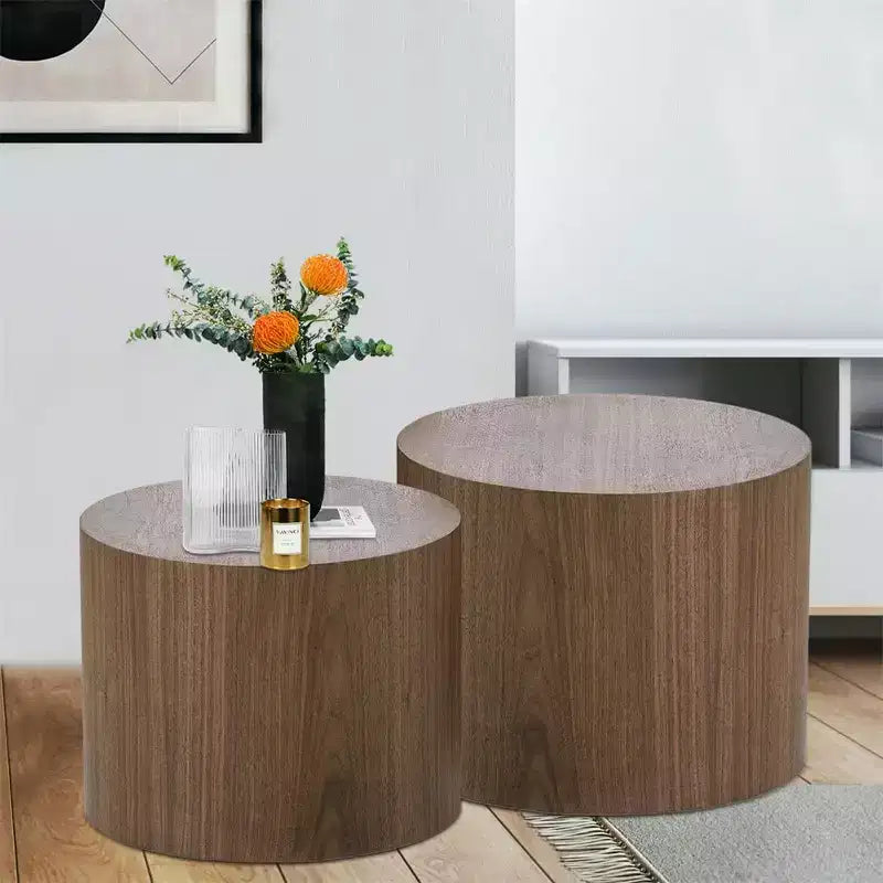 Tables basses gigognes de 2, design rond moderne avec pieds antidérapantstables d'appoint ou de chevet parfaites pour les petits espaces, le salon ou la chambre à coucher