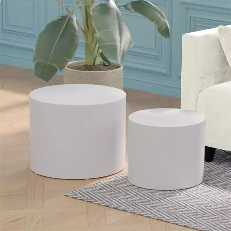 Tables basses gigognes de 2, design rond moderne avec pieds antidérapantstables d'appoint ou de chevet parfaites pour les petits espaces, le salon ou la chambre à coucher