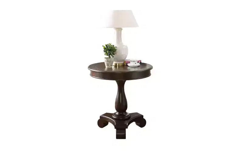 Table d'appoint ronde sur pied TUYOHW, table de bout traditionnelle de 66 cm avec pieds sculptés, petite table basse intemporelle pour salon et chambre
