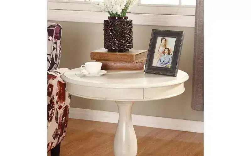 Table d'appoint ronde sur pied TUYOHW, table de bout traditionnelle de 66 cm avec pieds sculptés, petite table basse intemporelle pour salon et chambre